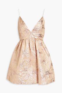 Платье мини Foley из парчи с эффектом металлик и сборками. ALICE + OLIVIA, розовое золото