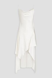Платье миди Evana асимметричного кроя с драпировкой и атласным твилом ALICE + OLIVIA, слоновая кость