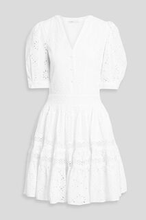 Платье мини из хлопка Broderie anglaise MAJE, белый