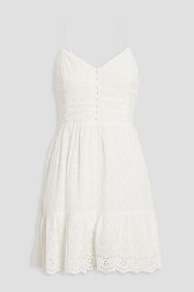 Платье мини из английской вышивки Fae со сборками ALICE + OLIVIA, белый