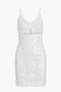 Сетчатое платье мини Valli с вырезом и пайетками ALICE + OLIVIA, белый