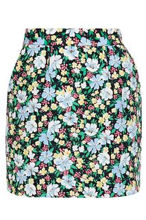 Мини-юбка из крепа с цветочным принтом MAJE, зеленый