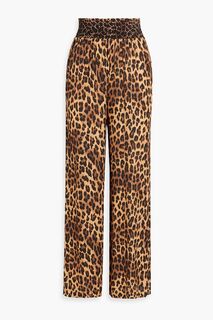 Атласные брюки широкого кроя Russell с леопардовым принтом ALICE + OLIVIA, животный принт