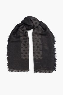 Жаккардовый шарф из смесового модала с эффектом металлик и потертостями MAJE, черный