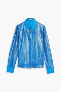 Рубашка Willa из ткани с атласной отделкой и пайетками ALICE + OLIVIA, синий