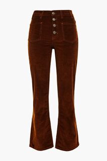 Расклешенные брюки из эластичного хлопка и вельвета из смеси модала MAJE, коричневый