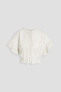 Блуза Tabitha со сборками из английской вышивки из хлопка и льна ALICE + OLIVIA, белый