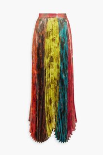 Плиссированная шифоновая юбка макси Katz с металлизированным цветочным принтом ALICE + OLIVIA, медный