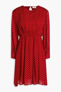 Платье мини из жоржета в горошек AMERICAN VINTAGE, красный