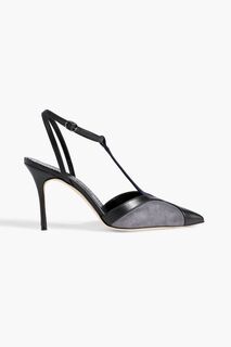 Туфли Catillo в стиле колор-блок из замши и кожи MANOLO BLAHNIK, черный