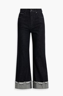 Потрясающие потертые широкие джинсы с высокой посадкой Alice + Olivia, черный