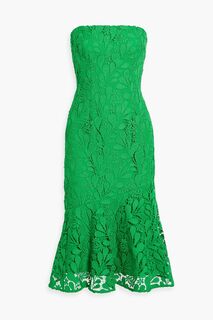 Платье миди из гипюрового кружева без бретелек AMUR, зеленый