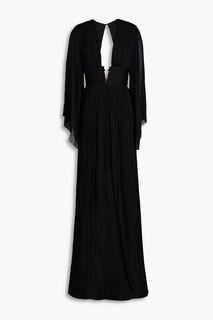 Плиссированное платье Thais из шелкового тюля с вырезами MARIA LUCIA HOHAN, черный