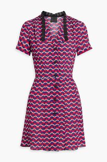 Платье-рубашка мини из крепа с принтом ANNA SUI, фиолетовый
