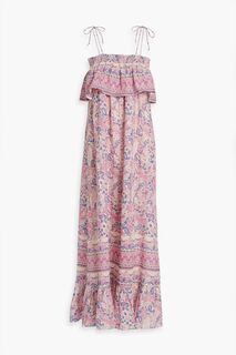 Платье макси из хлопковой вуали с открытыми плечами и принтом пейсли ANTIK BATIK, розовый