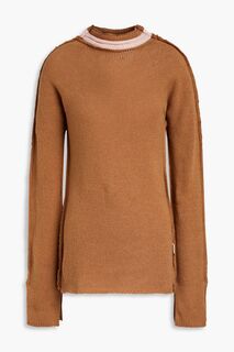 Двухцветный свитер из кашемира и смесовой шерсти MARNI, кэмел