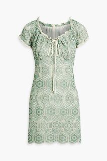 Платье мини из кружева крючком из смесового хлопка ANNA SUI, зеленый