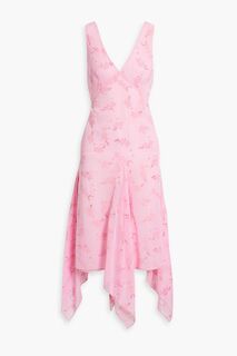 Платье миди из блестящего флокированного жоржета ANNA SUI, розовый