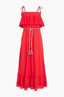 Платье макси Felicia из хлопка с оборками в горошек ANTIK BATIK, красный
