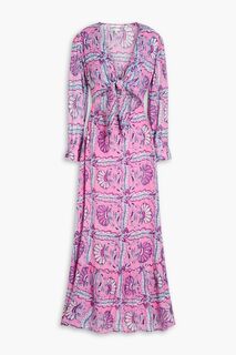 Платье макси Hupa из хлопковой вуали со сборками и принтом. ANTIK BATIK, розовый