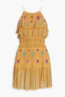 Шифоновое платье мини Louise с оборками и декором ANTIK BATIK, горчичный