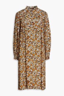 Платье из крепдешина со сборками и цветочным принтом ANTIK BATIK, коричневый