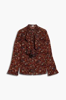 Рубашка Paoli из хлопковой марли с оборками и цветочным принтом ANTIK BATIK, кэмел