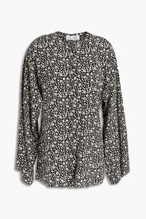 Блузка из шелкового крепдешина с цветочным принтом MICHAEL KORS COLLECTION, черный
