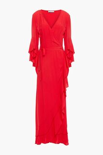 Платье макси Cheryl с запахом и оборками из вуали MELISSA ODABASH, красный