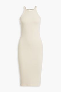 Платье миди из эластичного джерси в рубчик ATM ANTHONY THOMAS MELILLO, экру