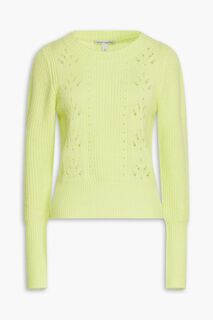 Неоновый кашемировый свитер в рубчик AUTUMN CASHMERE, зеленый