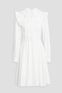 Платье из поплина с защипами, отделанное крючком MIKAEL AGHAL, белый