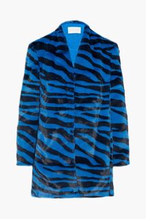 Пальто из искусственного меха с зебровым принтом MICHELLE MASON, синий