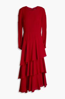 Многоярусное платье миди из крепа MIKAEL AGHAL, красный