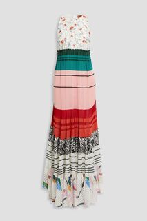 Ярусное платье макси вязки крючком с цветочным узором MISSONI, разноцветный