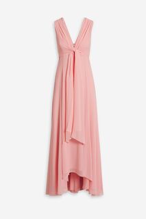 Асимметричное шифоновое платье с драпировкой BADGLEY MISCHKA, розовый