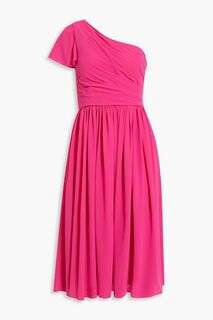Платье миди из крепа со сборками на одно плечо MIKAEL AGHAL, розовый