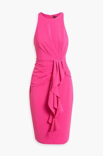 Плиссированное платье из крепа с оборками BADGLEY MISCHKA, розовый