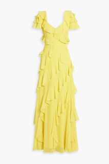 Платье макси из крепа с оборками BADGLEY MISCHKA, желтый
