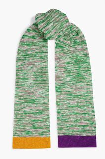 Хлопковый шарф крючком, окрашенный в космос. MISSONI, зеленый
