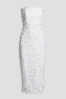 Платье миди из гипюрового кружева без бретелек BADGLEY MISCHKA, белый