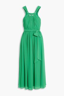 Платье миди из присборенного шифона BADGLEY MISCHKA, зеленый