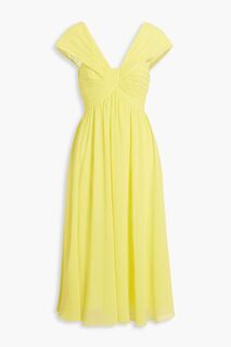 Плиссированное платье миди из шифона BADGLEY MISCHKA, желтый