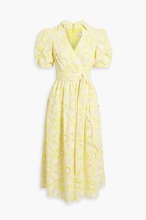 Платье миди из английской вышивки с запахом BADGLEY MISCHKA, желтый