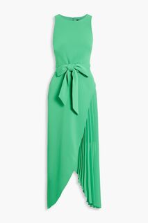 Многослойное плиссированное платье миди из крепа и шифона BADGLEY MISCHKA, зеленый
