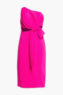 Платье из крепа на одно плечо с бантом и вырезом ML MONIQUE LHUILLIER, розовый