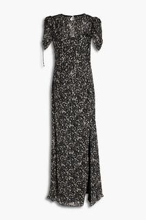 Жаккардовое платье макси со сборками и цветочным принтом ML MONIQUE LHUILLIER, черный