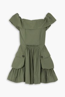 Платье мини Julie с открытыми плечами из смесового хлопка MOLLY GODDARD, зеленый