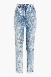 Стеганые зауженные джинсы с высокой посадкой BALMAIN, синий