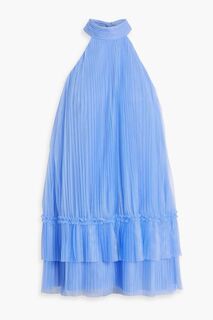Многоярусное плиссированное мини-платье из тюля ML MONIQUE LHUILLIER, лазурный